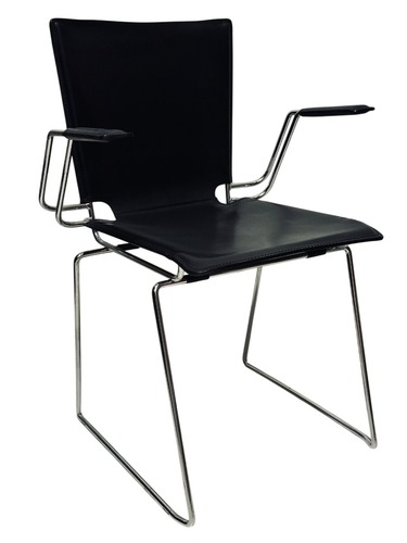 ICF Pelle Contemporary Chairs (Black/Chrome) - Image 1