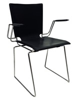 ICF Pelle Contemporary Chairs (Black/Chrome)