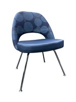 Knoll Saarinen Executive Side Chair (Blue Circular Pattern/Chrome)