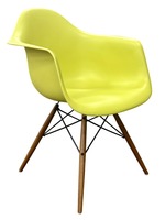 Herman Miller Eames Molded Plastic ArmChair (Chartreuse/Walnut)