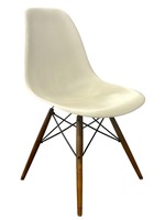 Herman Miller Eames Molded Plastic Side Chair (White/Walnut)