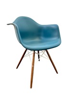 Herman Miller Eames Molded Plastic Armchair (Blue Green/Walnut)