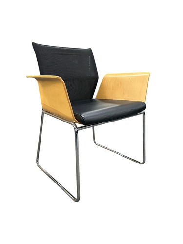 Wilkhan Mesh Back Side Chair w/ Wooden Arms - Image 1
