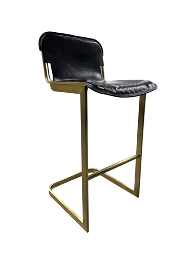CB2 Mid-Century Modern Rake Brass Counter Stool - Image 1