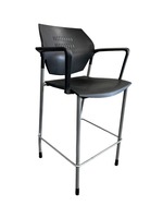 Highmark Black Plastic Bar Height Stool (Black/Silver)