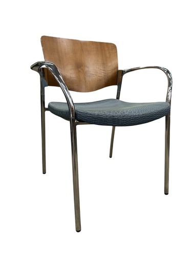 Stylex Welcome Side Chair (Blue/Walnut) - Image 1