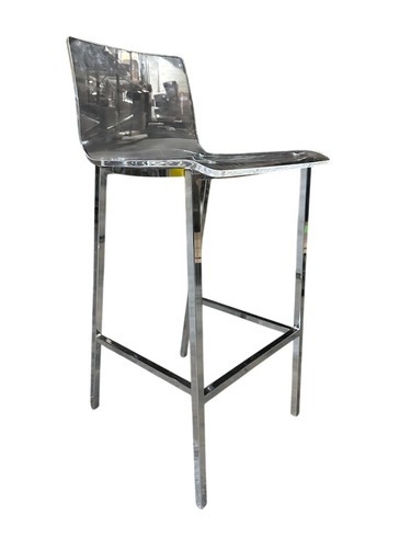 CB2 Chiaro Clear Acrylic Counter Stool with Nickel Legs - Image 1