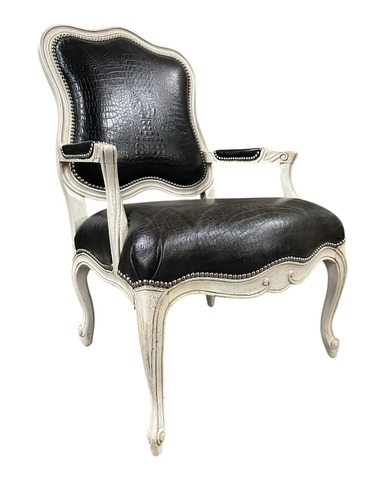 Pair of Massoud Solid Wood Accent Chair (Grey/White) - Image 1