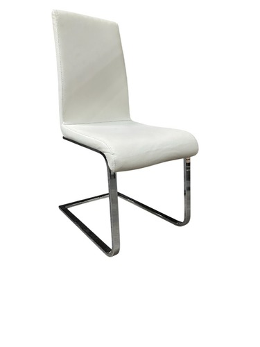 Pair of White Faux Leather Dining Chairs (White/Chrome) - Image 1