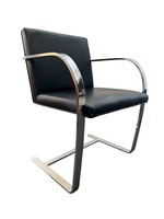 Classic Midcentury Brno Flat Bar Chairs by Mies van der Rohe for Gordon International (Black Leather/Chrome)