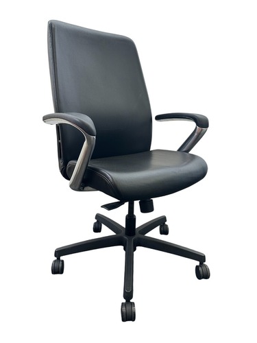 HON Ignition Black Leather Conference Chair (Black/Chrome) - Image 1