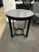 Noir Parker Side Table - Industrial Steel & Night Snow Marble, 25"