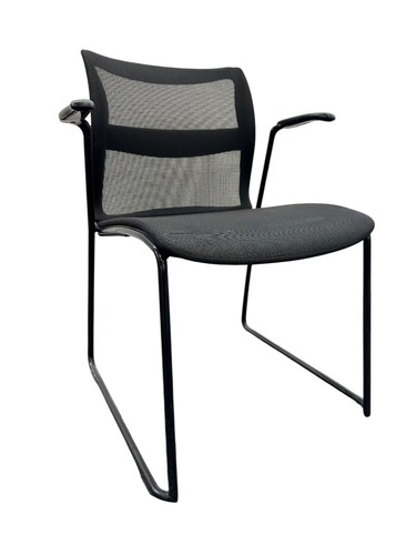 Stylex Zephyr Stack Chair with Arms (Black/Black) - Image 1