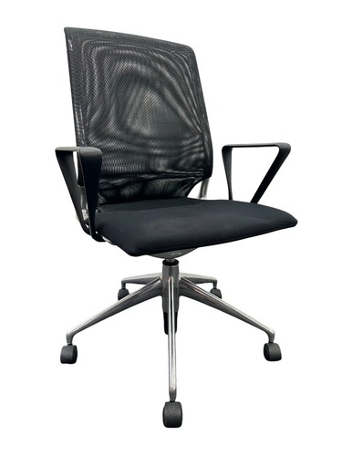Vitra Meda Conference Chair (Black Mesh/Black Leatherette/Chrome) - Image 1