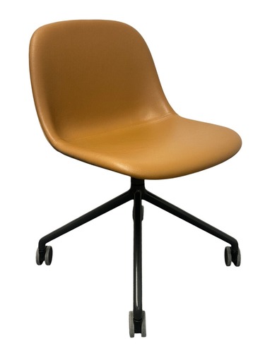 Muuto Fiber Swivel Guest Chair with Casters (Cognac/Black) - Image 1