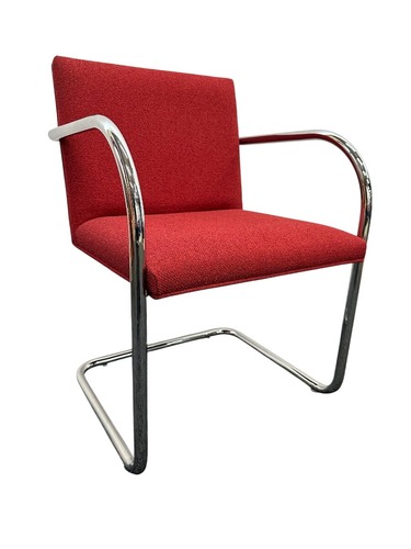Classic Midcentury Brno Tubular Chairs by Mies van der Rohe for Gordon International (Red/Chrome) - Image 1