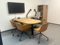 Knoll Height Adjustable L Shape Desk with a Wardrobe Tower