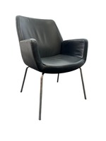 Steelcase Bindu Black Leather Mid-back Guest Chair (Black/Chrome)