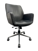 Steelcase Bindu Black Leather Mid-Back Conference Chair (Black/Chrome)