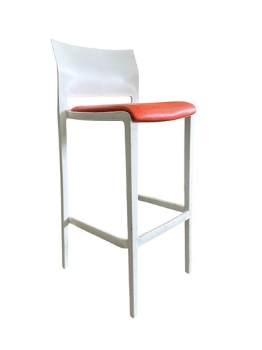 Bakhita Stool with cushion by Gaber (White/Orange) - Image 1