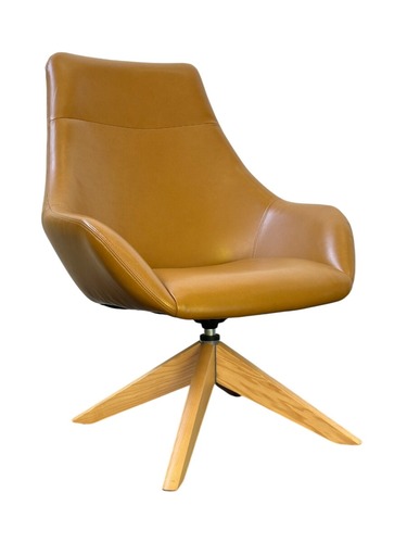 Encore Melina High Back Lounge Chair with Wood Swivel Base - Image 1