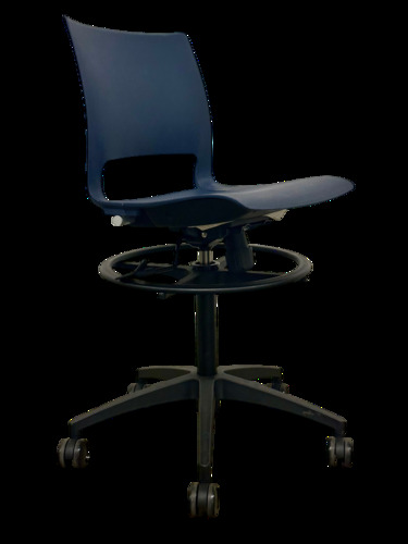 9to5 Seating Vox Task Stool Chair (Navy Blue/Black - Image 1