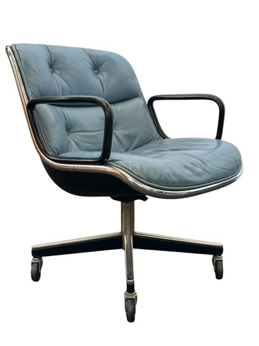 Vintage Knoll Pollock Executive Chair, 4 Star Base (Blue/Chrome) - Image 1