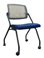 Global Spritz Flip Seat Nesting Chair with Armless & Casters (Water Pacific/Black)