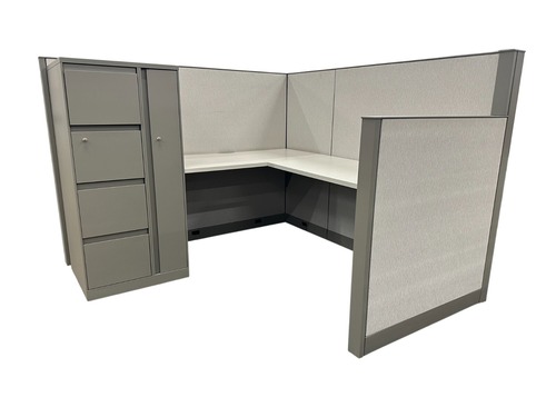 Steelcase Answer Cubicle with Storage Tower (6'D x 6'W x 54"/42" H) - Image 1
