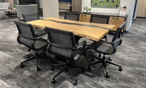 Created Hardwood Ash Live Edge Meeting Table - 69"W x 34"D - Image 1