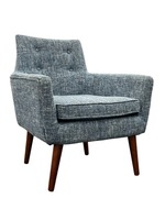 Blue Lounge Chair with Wooden Legs