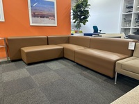 Nevins Sena Brown Vinyl Sectional Sofa