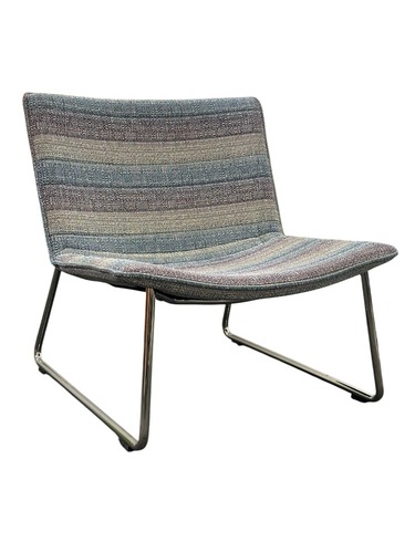 National Office Furniture Grin Lounge Sled Base Chair (Blue patterned/Chrome) - Image 1