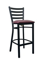 Black Metal Restaurant Stool Chair (Black/Burgandy)