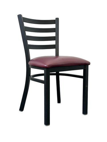 Black Metal Restaurant Chair (Black/Burgundy) - Image 1