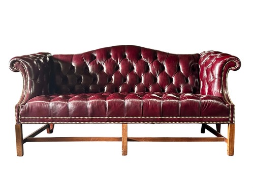 Vintage Southwood Burgundy Tufted Leather Chesterfield Style Sofa - Image 1