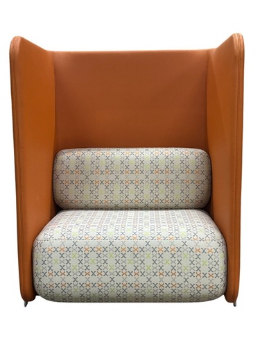 Bernhardt Furniture Code Privacy Wall Lounge Chair (Orange/White pattern) - Image 1
