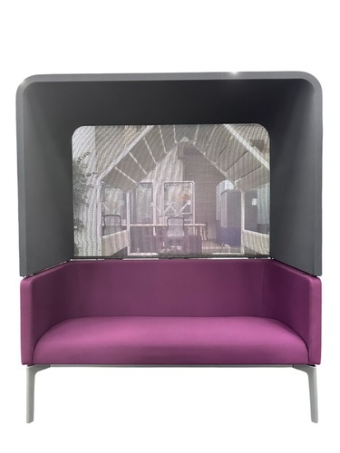 Steelcase Bivi Rumble 2 Seat Sofa with Hood (Purple/Grey) - Image 1