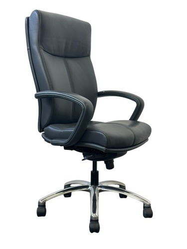 VIA Carmel High Back Conference Chair (Grey Leather/Chrome) - Image 1