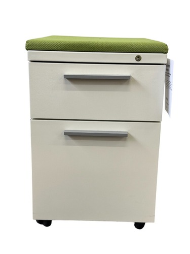 Herman Miller Mobile Box/File Pedestal (Off-white/Green) - Image 1