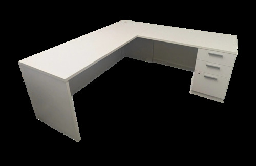 White Laminate L Shape Right Handed Desk - Image 1