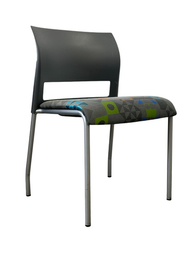 Steelcase Move Armless Guest Stack Chair (Circular Pattern/Silver) - Image 1