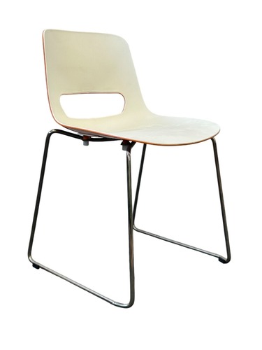 Falcon Lucky Sled Base Chair (Orange/Chrome) - Image 1