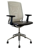 Vitra Meda Conference Chair (White Mesh/Brown Leatherette)