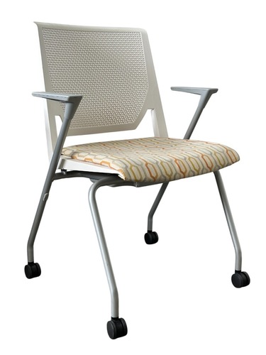 Haworth Very Side Chair w/ Casters (White/Multi-pattern) - Image 1
