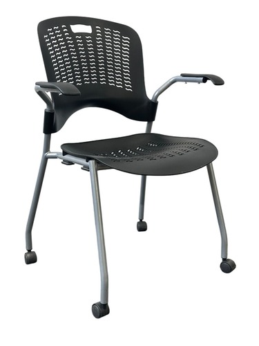 Safco Sassy Stack Chair (Black/Silver) - Image 1