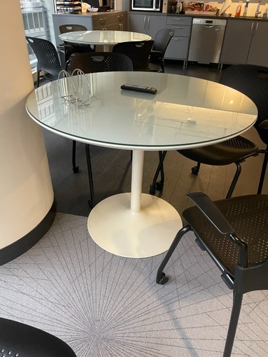 40" Round Glass Top Cafe Table (White) - Image 1