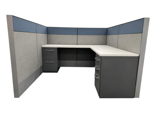 Haworth Compose Workstation 6' D x 6' W x 50" H (Silver) - Image 1