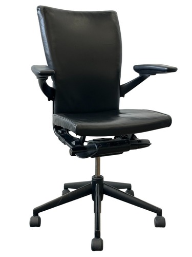 Haworth Black Leather Task Chair in a Black Leather - Image 1