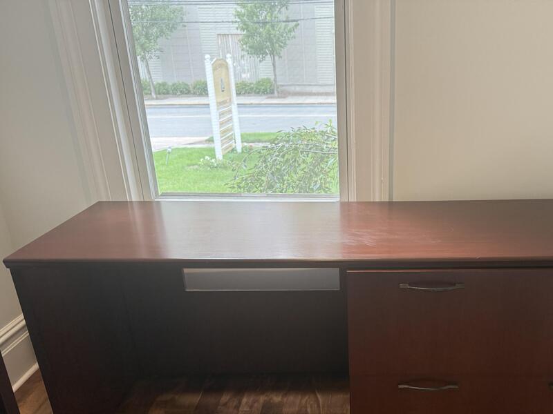 Haworth-Lunstead Mahogany Laminate with filing cabinet - Image 1